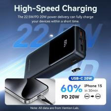 Powerbank 20000mAh Vention FHPB0/ 22.5W/ Negra/ Incluye Cable USB TIpo-C y Lightning