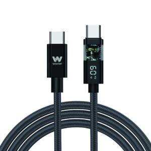 Cable USB 2.0 Tipo-C Woxter PE26-185/ USB Tipo-C Macho - USB Tipo-C Macho/ Hasta 60W/ 480Mbps/ 2m/ Negro