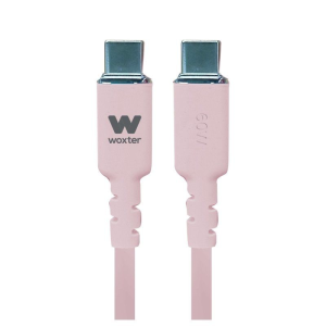 Cable USB 2.0 Tipo-C Woxter PE26-187/ USB Tipo-C Macho - USB Tipo-C Macho/ Hasta 60W/ 480Mbps/ 1.2m/ Rosa