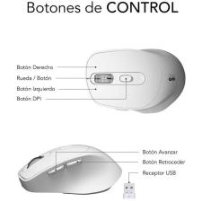 Ratón Ergonómico Inalámbrico por Bluetooth/ 2.4GHz Subblim Comfort Ergo Dual Battery/ Batería recargable/ Hasta 2400 DPI/ Blanco