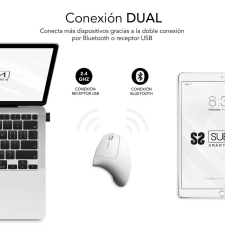 Ratón Ergonómico Inalámbrico por Bluetooth/ 2.4GHz Subblim Glide Vertical Ergo Dual Battery/ Batería Recargable/ Hasta 1600 DPI/