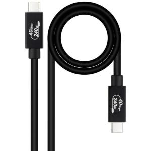 Cable USB 4.0 Nanocable 10.01.5001/ USB Tipo-C Macho - USB Tipo-C Macho/ Hasta 240W/ 40Gbps/ 1m/ Negro