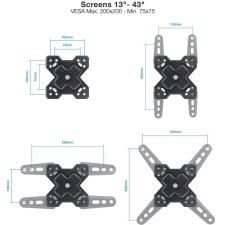 Soporte de Pared Extensible/ Giratorio/ Inclinable TooQ LP1343TN-B para TV de 13-43'/ hasta 20kg