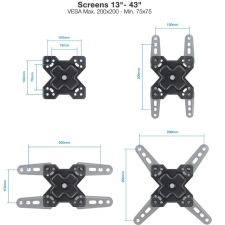 Soporte de Pared Extensible/ Giratorio/ Inclinable TooQ LP1345TN-B para TV de 13-43'/ hasta 20kg