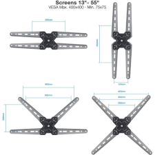 Soporte de Pared Extensible/ Giratorio/ Inclinable TooQ LP1355TN-B para TV de 13-55'/ hasta 25kg