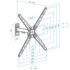 Soporte de Pared Extensible/ Giratorio/ Inclinable TooQ LP1355TN-B para TV de 13-55'/ hasta 25kg