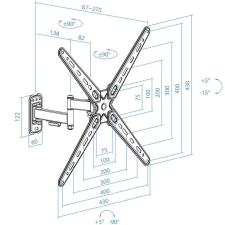 Soporte de Pared Extensible/ Giratorio/ Inclinable TooQ LP1356TN-B para TV de 13-55'/ hasta 25kg