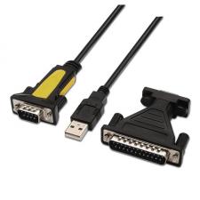 ADAPTADOR AISENS A104-0039 - USB A SERIE - TIPO A MACHO A RS232 - INCLUYE CONVERSOR DB9 A DB25 - 1.8M - NEGRO