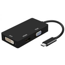 ADAPTADOR USB TIPO-C A SVGA/DVI/HDMI AISENS A109-0343 - CONECTORES USB 3.1 TIPO-C MACHO A VGA/DVI/HDMI 4K HEMBRA - 15CM - NEGRO
