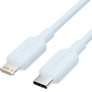 Cable USB 2.0 Tipo-C Lightning Vention LAKSH/ USB Tipo-C Macho - Lightning Macho/ Hasta 27W/ 480Mbps/ 2m/ Azul