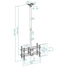 Soporte de Techo Giratorio/ Inclinable/ Nivelable TooQ LPCE2286TSLI-XL-B para 2 TV de 43-86'/ hasta 100kg