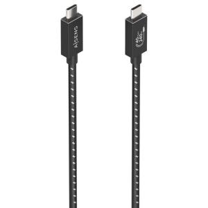 Cable USB 4.0 Tipo-C Aisens A107-0866/ USB Tipo-C Macho - USB Tipo-C Macho/ Hasta 240W/ 40Gbps/ 50cm/ Gris