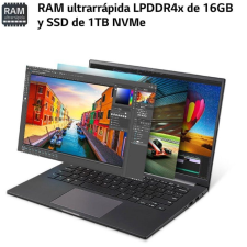 Portátil LG Ultra 16UD70R-G.AX56B Ryzen 5 7530U/ 16GB/ 512GB SSD/ 16'/ Sin sistema operativo