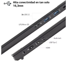 Portátil LG Ultra 16UD70R-G.AX56B Ryzen 5 7530U/ 16GB/ 512GB SSD/ 16'/ Sin sistema operativo