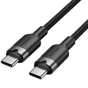 Cable USB 2.0 Tipo-C 3A Vention TRDBF/ USB Tipo-C Macho - USB Tipo-C Macho/ Hasta 60W/ 480Mbps/ 1m/ Negro