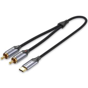 Cable Conversor Vention BGUHF/ 2x RCA Macho - USB Tipo-C Macho/ 1m/ Gris