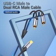 Cable Conversor Vention BGUHF/ 2x RCA Macho - USB Tipo-C Macho/ 1m/ Gris