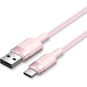 Cable USB 2.0 Tipo-C Vention CTNPH/ USB Tipo-C Macho - USB Macho/ Hasta 60W/ 480Mbps/ 2m/ Rosa