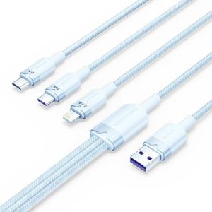 Cable USB 2.0 Lightning Vention CTPLG/ USB Macho/ USB Tipo-C Macho - MicroUSB Macho - Lightning Macho/ 1.5m/ Azul