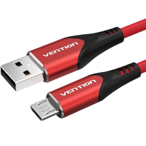 Cable USB 2.0 Vention COARF/ USB Macho - MicroUSB Macho/ Hasta 60W/ 480Mbps/ 1m/ Rojo