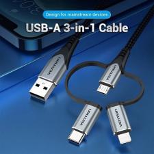 Cable USB 2.0 Tipo-C Vention CQJHG/ USB Macho/ USB Tipo-C Macho - MicroUSB Macho - Lightning Macho/ 480Mbps/ 1.5m/ Gris