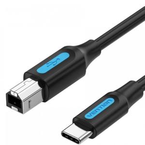 Cable USB 2.0 Impresora Vention CQUBF/ USB Tipo-B Macho - USB Tipo-C Macho/ 480Mbps/ 1m/ Negro