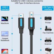 Cable USB 2.0 Impresora Vention CQUBF/ USB Tipo-B Macho - USB Tipo-C Macho/ 480Mbps/ 1m/ Negro