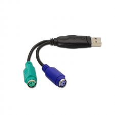 CABLE CONVERSOR DE PS/2 (TECLADO Y RATON) A USB 2.0 NANOCABLE 10.03.0101 - TIPO 2XPS/2 HEMBRA A MACHO - 15CM - NEGRO