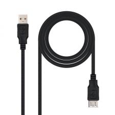 CABLE ALARGADOR USB 2.0 NANOCABLE 10.01.0203-BK - CONECTORES USB TIPO A MACHO/ USB TIPO A HEMBRA - 1.8M - NEGRO