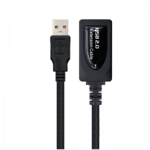 CABLE ALARGADOR USB CON AMPLIFICADOR NANOCABLE 10.01.0211 - CONECTORES A-MACHO A-HEMBRA - 5M - NEGRO - Imagen 1
