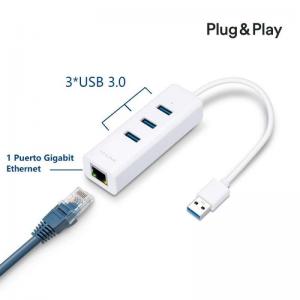 ADAPTADOR USB 2 EN 1 TP-LINK UE330 - 3*PUERTOS USB 3.0 - 1*PUERTO ETHERNET GIGABIT - PLUG AND PLAY - Imagen 1