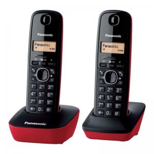 TELÉFONO INALÁMBRICO DECT PANASONIC KX-TG1612 NEGRO/ROJO - PACK DÚO - IDENT. LLAMADAS- AGENDA 50 ENTRADAS - PANTALLA LCD 1 LÍNEA