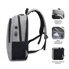 MOCHILA SUBBLIM URBAN LOCK GREY - PARA PORTÁTILES HASTA 16'/40.64CM - 44*30*14CM  - BLOQUEO ANTIRROBO - PUERTO USB - SALIDA AURI