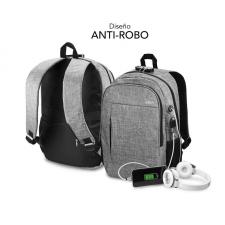 MOCHILA SUBBLIM URBAN LOCK GREY - PARA PORTÁTILES HASTA 16'/40.64CM - 44*30*14CM  - BLOQUEO ANTIRROBO - PUERTO USB - SALIDA AURI