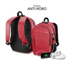 MOCHILA SUBBLIM URBAN LOCK RED - PARA PORTÁTILES HASTA 16'/40.64CM - 46*31*15CM - BLOQUEO ANTIRROBO - PUERTO USB - SALIDA AURICU