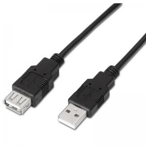 CABLE ALARGADOR USB 2.0 AISENS A101-0016 - CONECTORES USB TIPO A MACHO/ A HEMBRA - 1.8M - NEGRO - Imagen 1