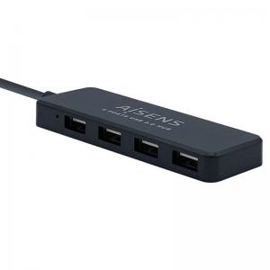 HUB USB AISENS A104-0402 NEGRO - CONECTORES 1*USB-A 2.0 MACHO / 4*USB-A 2.0 HEMBRA - LONGITUD CABLE 30CM - Imagen 1