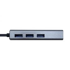 HUB USB AISENS A109-0396 GRIS + ADAPTADOR LAN -  1*USB TIPO-C MACHO / CONECTORES 3*USB-A HEMBRA - RJ45 10/100/1000 - LONGITUD CA