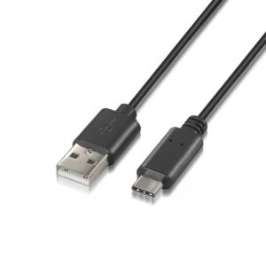 CABLE USB 2.0 AISENS A107-0052 - CONECTORES USB TIPO-C MACHO / USB TIPO A MACHO - 3A - 2M - NEGRO - Imagen 1