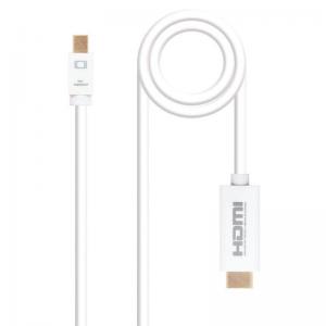 CABLE MINI DISPLAYPORT A HDMI NANOCABLE 10.15.4002 - MINI DISPLAYPORT/MACHO - HDMI/MACHO - 2 METROS - BLANCO - Imagen 1