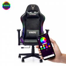 SILLA GAMER WOXTER STINGER STATION ELITE V2.0 - PISTON CLASE 3 - RESPALDO INCLINABLE - 5 RUEDAS - LUCES LED - APP PARA CAMBIAR C