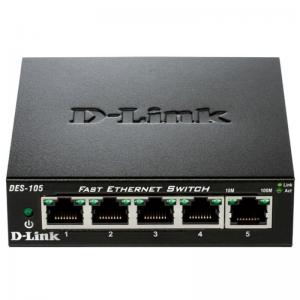 SWITCH D-LINK DES-105 - 5 PUERTOS 10/100 - AUTO MDI/MDIX - PLUG AND PLAY - Imagen 1