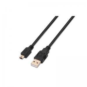 CABLE USB 2.0 AISENS A101-0025 - CONECTORES USB TIPO A MACHO/MINI USB 5 PINES - 1.8M - NEGRO - Imagen 1