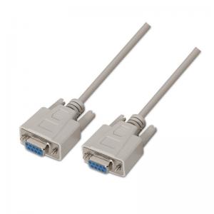 CABLE SERIE NULL MODEM AISENS A112-0067 - CONECTORES DB9 HEMBRA - 1.8M - BEIGE - Imagen 1
