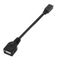 CABLE USB OTG AISENS A101-0031 - CONECTORES USB TIPO MICRO-B MACHO/TIPO-A HEMBRA - 15CM - NEGRO