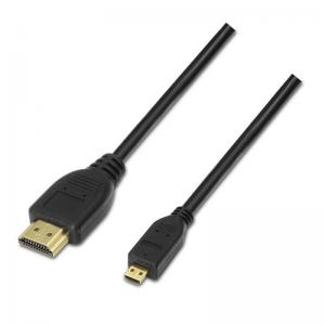 CABLE MICRO HDMI AISENS A119-0116 - CONECTORES A-MACHO/D-MACHO - ALTA VELOCIDAD CON ETHERNET - FULL HD / UHD / 3D - 0.8M - Image