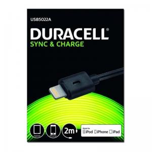 CABLE DURACELL USB5022A USB-LIGHTNING - PARA CARGA Y SINCRONIZACIÓN - 2 METROS - COLOR NEGRO - Imagen 1