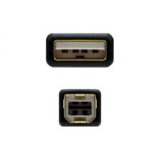 CABLE USB 2.0 NANOCABLE 10.01.1202 - CONECTORES A/M-B/M - CON FERRITA - 2M - NEGRO - Imagen 3