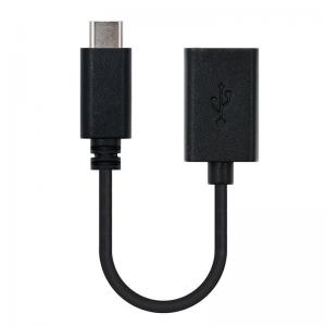 CABLE USB OTG NANOCABLE 10.01.2400 - CONECTORES USB TIPO-C MACHO A USB HEMBRA - USB 2.0 - 0.15M - COLOR NEGRO - Imagen 1