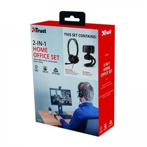 Pack 2 en 1 Trust Doba Home Office Set Webcam + Auriculares con Micrófono - Imagen 1